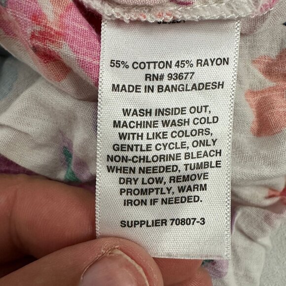 St Johns Bay Womens Floral Print Blouse Size 2X Short Sleeve Lightweight - Picture 4 of 4